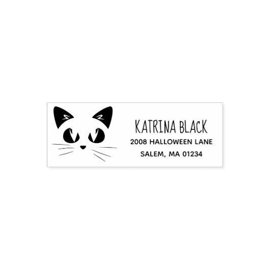 Leuke kat aangepaste naam label voor kinderen zelfinktende stempel (Design)