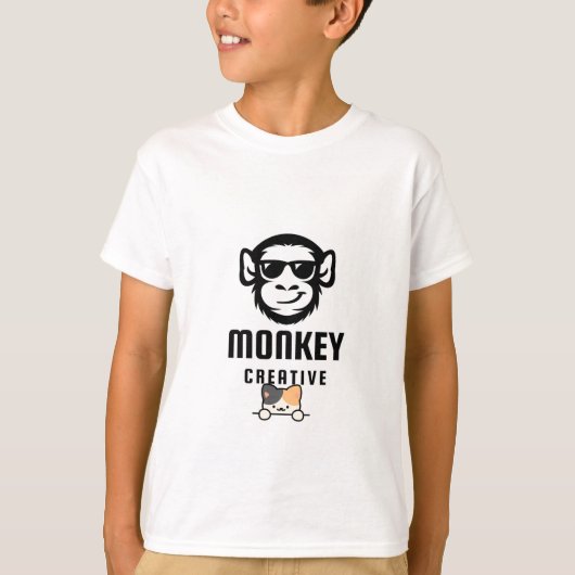 Leuke kat & aap ontwerp T-shirt (Voorkant)