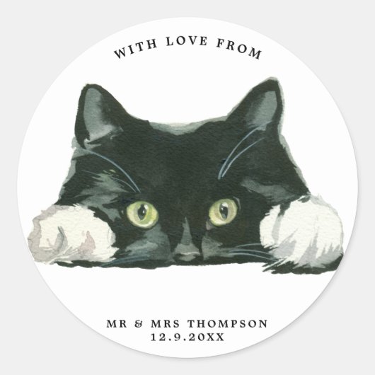 Leuke kat adres envelop sticker label (Voorkant)
