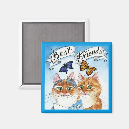 Leuke kat beste vrienden magneet (Voorkant / Achterkant)