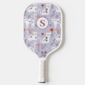 Leuke Kat Bloemen Monogram Pickleball Paddle (Achterkant)