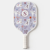 Leuke Kat Bloemen Monogram Pickleball Paddle (Voorkant)