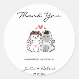 Leuke kat bruid en bruidegom bruiloft dank u ronde sticker