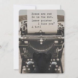 Leuke Kat die het Gedicht van Valentijn typen - Feestdagenkaart