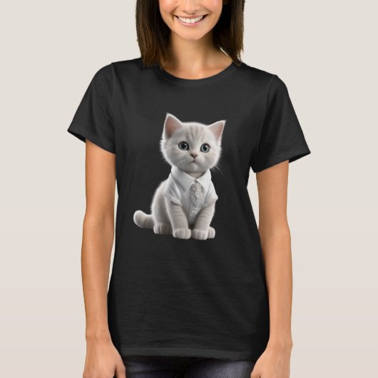 Leuke kat die kleren draagt, grappig katje t-shirt (Voorkant)