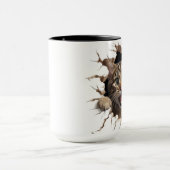 Leuke kat die uit een muur kijkt mok (Midden)