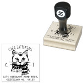 Leuke Kat Dier Monogram & Naam Retouradres Rubberstempel (Gestempeld)