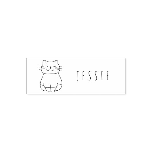 Leuke kat Doodle Kinder gepersonaliseerde naam Zelfinktende Stempel (Design)