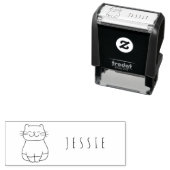 Leuke kat Doodle Kinder gepersonaliseerde naam Zelfinktende Stempel (In situ)
