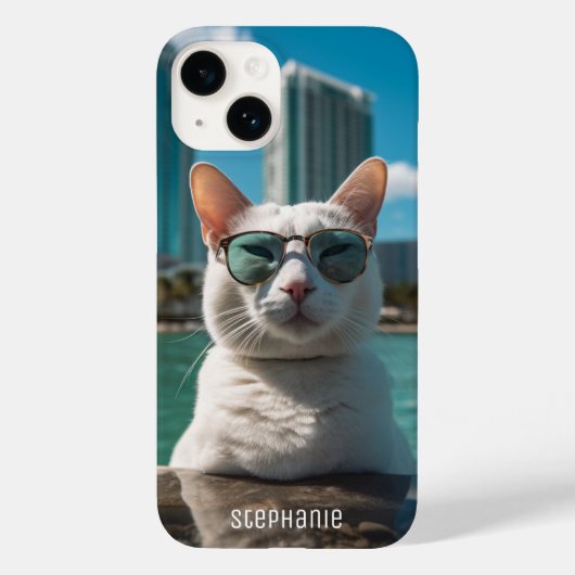 Leuke kat draagt een zonnebril in Miami Sun Case-Mate iPhone Case (Achterkant)