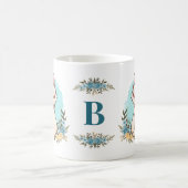 Leuke kat dragen glazen charmante bloemen monogram koffiemok (Center)