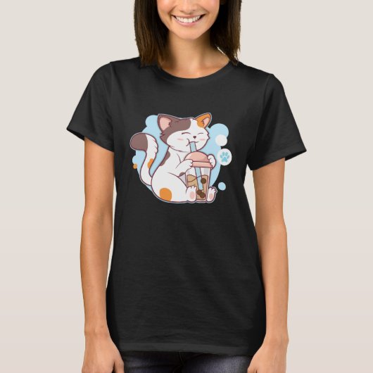 Leuke kat Drink Bubble Tea Kostuum T-shirt (Voorkant)