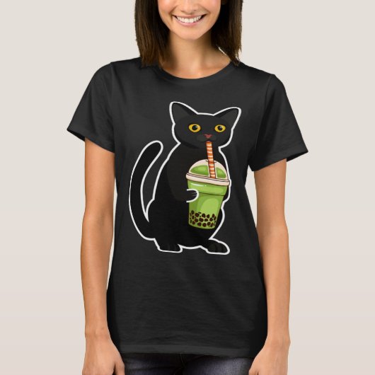 Leuke kat Drink theekostuumthee T-shirt (Voorkant)