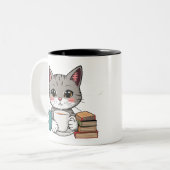 Leuke kat en boeken mok (Voorkant links)