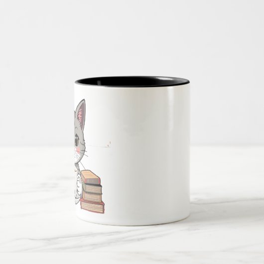 Leuke kat en boeken mok (Center)