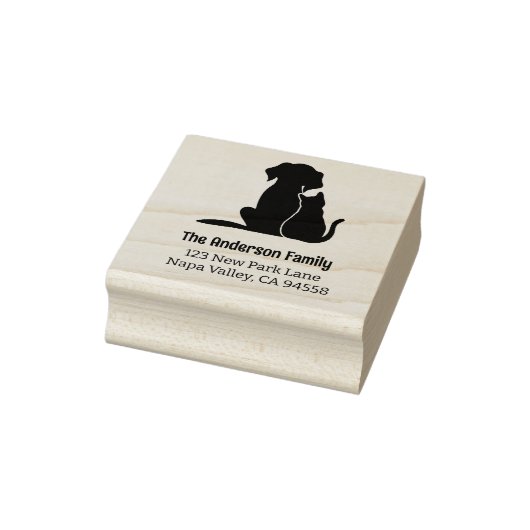 Leuke Kat en Hond - Familienaam en Retouradres Rubberstempel (Stempel)