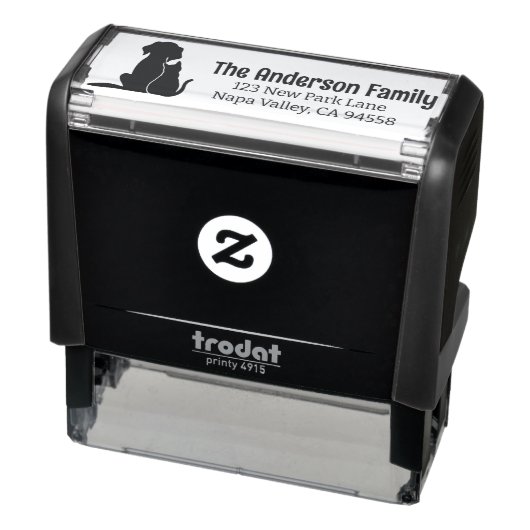 Leuke Kat en Hond - Familienaam en Retouradres Zelfinktende Stempel (Product)