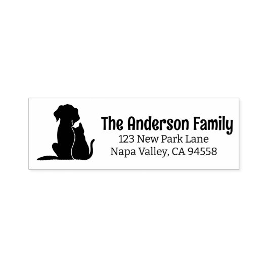 Leuke Kat en Hond - Familienaam en Retouradres Zelfinktende Stempel (Design)