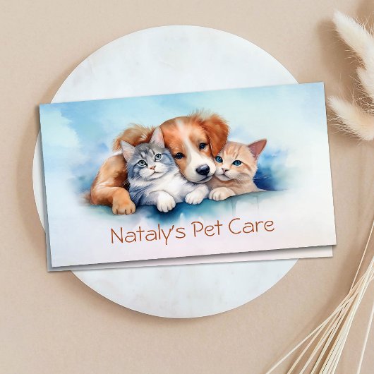 Leuke kat en hond illustratie visitekaartje