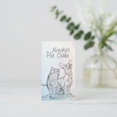 Leuke kat en hond illustratie visitekaartje (Staand voorkant)