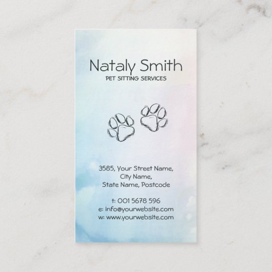 Leuke kat en hond illustratie visitekaartje (Achterkant)