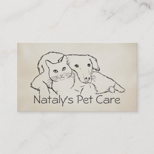 Leuke kat en hond illustratie visitekaartje (Voorkant)