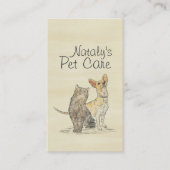 Leuke Kat en Hond Waterverf Illustratie Visitekaartje (Voorkant)