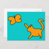 Leuke kat en vlinder Briefkaart (Voorkant / Achterkant)