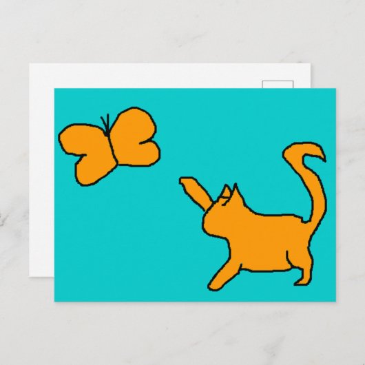 Leuke kat en vlinder Briefkaart (Voorkant / Achterkant)