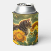 Leuke Kat en Zonnebloem Blikjeskoeler (Blikje Achterkant)