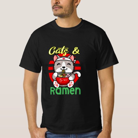 Leuke kat eten Ramen T-shirt (Voorkant)