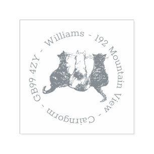 Leuke kat familie adres zelf-inking stempel