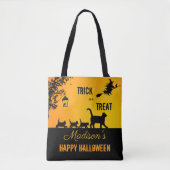 Leuke kat familie Trick or treat Halloween Tote Bag (Voorkant)