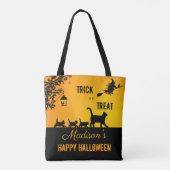 Leuke kat familie Trick or treat Halloween Tote Bag (Achterkant)