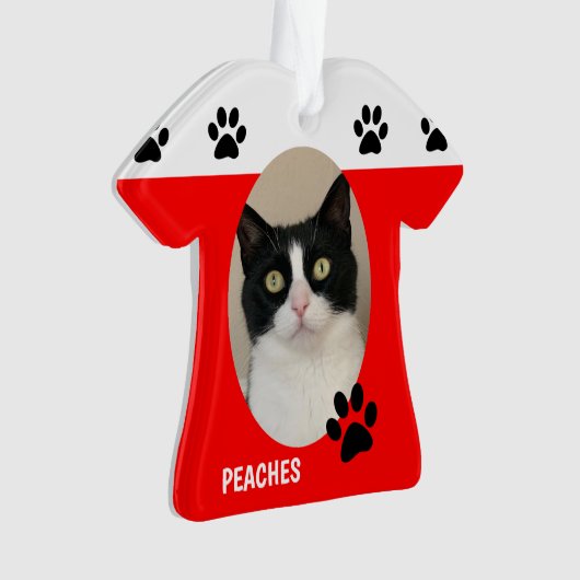 Leuke kat foto kerst ornament (voorkant)
