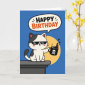 Leuke Kat Fun Moderne Verjaardagsgroet voor Alle L Kaart (Gele Bloem)