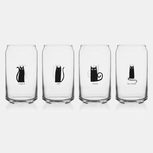 Leuke kat gepersonaliseerd uniek blikvorm glas (Achterkant)