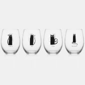 Leuke kat gepersonaliseerd uniek wijnglas zonder voet (Voorkant)