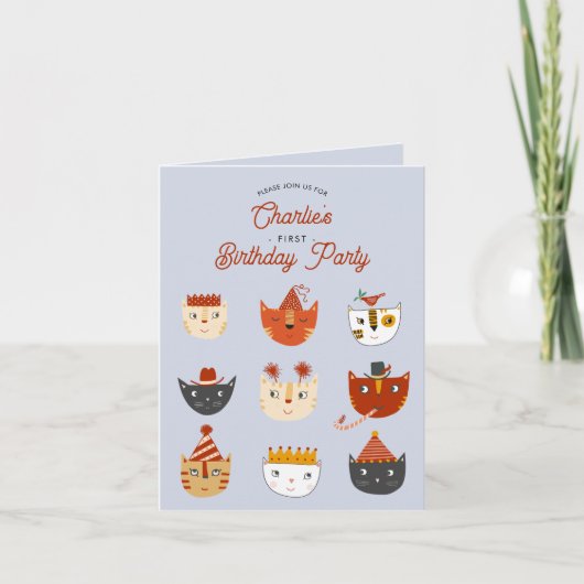 Leuke kat Gepersonaliseerde 1e Verjaardagsfeestuit (Voorkant)
