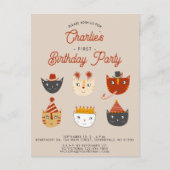 Leuke kat Gepersonaliseerde 1e Verjaardagsfeestuit Briefkaart (Voorkant)