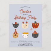 Leuke kat Gepersonaliseerde 1e Verjaardagsfeestuit Briefkaart (Voorkant)