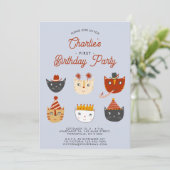 Leuke kat Gepersonaliseerde 1e Verjaardagsfeestuit Kaart (Staand voorkant)