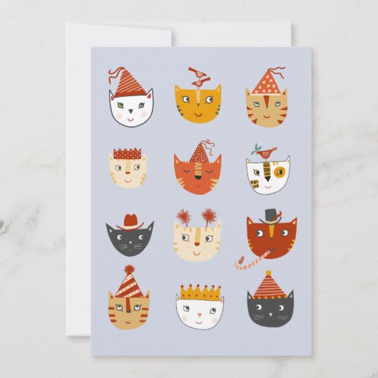 Leuke kat Gepersonaliseerde 1e Verjaardagsfeestuit Kaart (Achterkant)