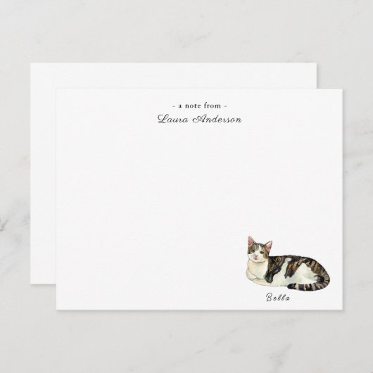 Leuke kat gepersonaliseerde platte notitie kaart (Voorkant / Achterkant)