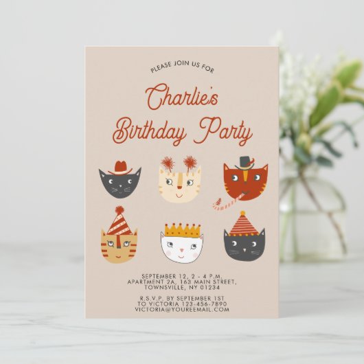 Leuke Kat Gepersonaliseerde Uitnodiging van het Ve (Staand voorkant)
