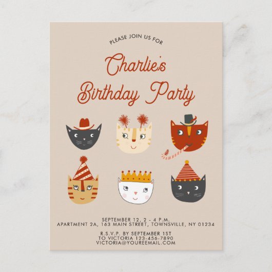 Leuke Kat Gepersonaliseerde Uitnodiging van het Ve (Voorkant)