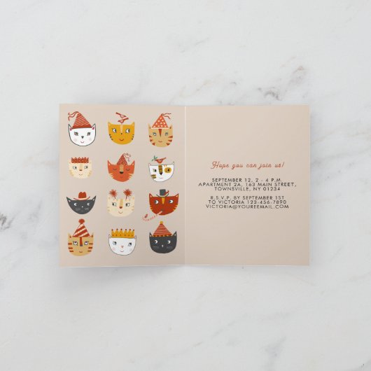 Leuke Kat Gepersonaliseerde Uitnodiging van het Ve (Binnen)