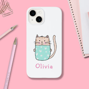 Leuke kat gepersonaliseerde voornaam Case-Mate iPhone 14 hoesje