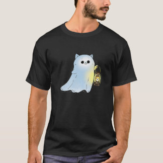 Leuke kat Ghost Met Lantaarn Spook Phantom Hallowe T-shirt