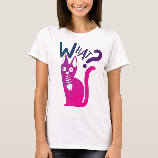 Leuke kat grap minimale magenta gradiënt cartoon t-shirt (Voorkant)